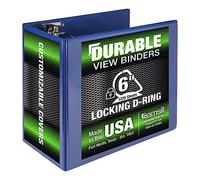 Samsill Durable 6 inch 3 Ring Binder, Made in USA, Locking D Ring FSC 100% Recycled Chipboard, Blue