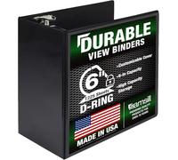 Samsill Durable 6 Inch Binder, Made in The USA, Locking D Ring Binder, Customizable Clear View Cover, Charcoal Black, Holds 1225 Pages