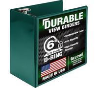 Samsill Durable 6 Inch Binder, Made in The USA, Locking D Ring Binder, Customizable Clear View Cover, Green, Holds 1225 Pages