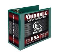 Samsill Durable 6 Inch Binder, Made in The USA, Locking D Ring Binder, Customizable Clear View Cover, Green, Holds 1225 Pages