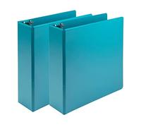 Samsill Earth’s Choice™, Durable Fashion Color 3 Ring View Binder, 3 Inch Round Ring, Up to 25% Plant Based Plastic, Eco-Friendly, USDA Certified Biobased, Turquoise, Value 2 Pack (U86877)