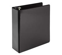 Samsill Economy 2 Inch Mini 3 Ring Binder, Made in The USA, 9.1" x 7.5" Round Ring Binder, Non-Stick Customizable Cover, Black
