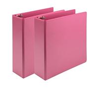 Samsill Plant Based Durable 3 Inch 3 Ring Binders, Made in The USA, Fashion Clear View Binders, Up to 25% Plant Based Plastic, Berry Pink, 2 Pack (U86876)