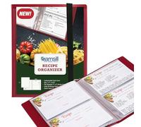 Samsill Plastic Recipe Holder, Recipe Book with Plastic Sleeves, Holds up to 88 Recipe Cards, 4x6 Index Cards, Customizable Cover