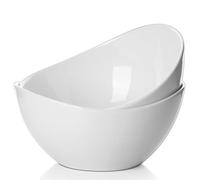 Samsle Porcelain Large Serving Bowl Set (9 inch),48 Oz Big Salad bowls, Large Serving Dishes for Entertaining, Party Dinner,Side Dishes, Oval Shape, Microwave & Dishwasher Safe,Set of 2, White