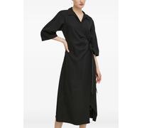 SAMSOE SAMSOE wrap-around quarter-sleeve midi dress - Black XS-S