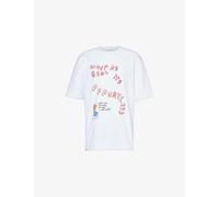 Samsoe Womens White Effortless Samsøe & X Giotto Calendoli Slogan-print Organic-cotton T-shirt M