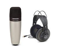 Samson C01 Condenser Microphone and SR850 Studio Headphones Bundle for Recording Vocals Instruments and Home Studio