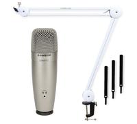 Samson C01U Pro USB Condenser Microphone with Keepdrum Articulated Arm White