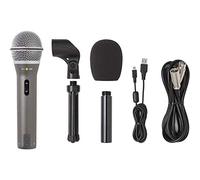 SAMSON Q2U Recording and Podcasting Pack - USB/XLR Dynamic Microphone with Accessories (Includes Mic Clip, Desktop Stand, Windscreen and Cables), 16-bit, 44.1kHz/48kHz, Silver