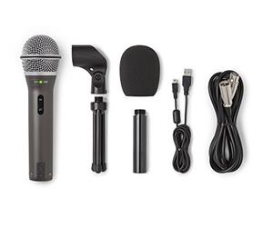 SAMSON Q2U Recording and Podcasting Pack - USB/XLR Dynamic Microphone with Accessories (Includes Mic Clip, Desktop Stand, Windscreen and Cables), 16-bit, 44.1kHz/48kHz, Silver