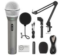 Samson Q2U Recording & Podcasting Pack | Gray Bundled with Shockmount + Pop Filter + Mic Arm + Microfiber Cleaning Cloth (5 Items)