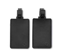 Samsonite 2-Pack Leather Luggage ID Tag, Black Logo, One Size