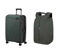 Samsonite Intuo & Securipak - Expandable Suitcase, 69 cm, 79/87 L & Laptop Backpack 15.6", 44 cm, 17 L - Secure & Stylish Travel Set - Green