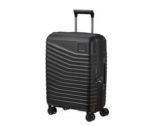 Samsonite Intuo Spinner Cabin Suitcase, 55 cm | Black, expandable hardside suitcase, 55H x 40W x 20D cm, 39/45 L, 2.3 kg, with TSA lock and interior cross straps
