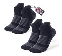 SAMSOX 2-Pair Merino Wool Running Socks, Made in USA Cushioned Athletic Socks for Men & Women (Charleston Low-Cut), Black, Small