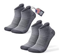 SAMSOX 2-Pair Merino Wool Running Socks, Made in USA Cushioned Athletic Socks for Men & Women (Charleston Low-Cut), Grey, Small