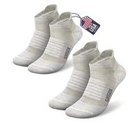 SAMSOX 2-Pair Merino Wool Running Socks, Made in USA Cushioned Athletic Socks for Men & Women (Charleston Low-Cut), Oatmeal, Small