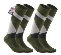 SAMSOX 2-Pair Merino Wool Ski Socks, Made in USA Midweight with Full Cushion, OTC Snowboard Socks for Men & Women (Loveland), Cargo, Large