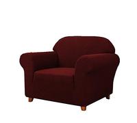 SAMSTEX Stylish 1 Seater Sofa Cover Stretch 1-Piece High Stretch Armchair Cover Machine Washable Non Slip Sofa Slipcovers Thick Soft Armchair Sofa Protector (1 Seater, Wine Red)