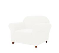 SAMSTEX Stylish 1 Seater Sofa Cover Stretch 1-Piece High Stretch Armchair Cover Machine Washable Non Slip Sofa Slipcovers Thick Soft Armchair Sofa Protector (1 Seater, Off White)