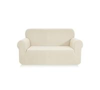 SAMSTEX Stylish Sofa Cover Stretch 1-Piece Sofa Slipcovers High Stretch Sofa Cover 2 Seater Thick Soft Loveseat Sofa Protector Machine Washable Non Slip Couch Covers (2 Seater, Cream)