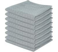 samsto Kitchen Cloths 100% Cotton, Grey Waffle Dish Cloths for Washing Up, Soft Lint Free Cotton Cleaning Cloths, Pack of 8, 30 x 30 cm