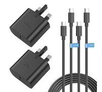 Samsung 25W Fast Charger With 2M USB-C Cable 2-Pack for Galaxy S24/S23 Ultra/S23+/S10/S22/S21/S20 FE/A53, Super Fast Charging Type-C Plug for Samsung Phones