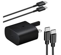 Samsung 25W Fast Mains Adapter Charger with USB-C Cable IWIO® 2m Braided USB-C Cable For Samsung Galaxy S22/S21+/S21/A14/A53/A33/A13/S10