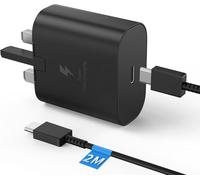 Samsung 25W USB-C Super Fast Charger with 2m Charging USB-C to C Cable+Travel Adapter Wall Plug Compatible with Galaxy S24/S24 Ultra/S24+/S23 Ultra/S22/S21/S20 FE/Note 20/A12/A13/A14/A33/A53/A54 &More