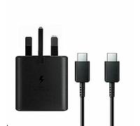 Samsung 25W USB-C Super Fast Wall Charger & Braided Cable for Galaxy S21 5G, S23 FE, S24 Series - UK Mains Charger
