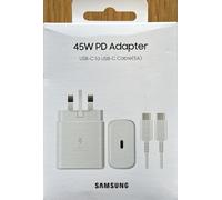 Samsung 5 Amp 45W UK USB C Super Fast Mains White Wall Charger EP-TA845