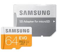 Samsung 64 GB EVO MicroSDXC UHS-I Grade 1 Class 10 Memory Card with SD Adapter (Frustration Free Packaging) - Orange/White
