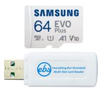 Samsung 64GB EVO Plus MicroSDXC Memory Card for Drones Compatible with Mavic 3 Pro, Air 3s, Mavic Pro Platinum, Action 5 Pro (MB-MC64) Bundle with 1 Everything But Stromboli SD & MicroSD Card Reader