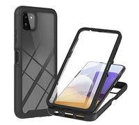 Samsung A22 5G Phone Case, Samsung A22 5G Case 360 Full Body Built-in Screen Protector Dustproof Shockproof Anti-Scratch Slim Fit Bumper Protective Case for Samsung Galaxy A22 5G Cover Clear Black