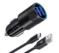 Samsung Car Charger, AILKIN 3.4A Dual Port Fast USB C Car Charger Adapter with 6FT/1.8M USB C Cable for Samsung Galaxy S25 Ultra/S24 FE/S23/S22/S21/S20/A16/A55/A15/A35/A54/A14/A34/Z Flip6,iPhone 16/15