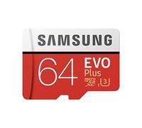 Samsung EVO Plus 64 GB microSDXC UHS-I U3 Memory Card with Adapter, Red/White