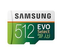 Samsung EVO Select 512GB microSD - 100MB/s Read, 90MB/s Write, Full HD & 4K UHD, with SD Adapter - For Smartphone, Tablet, Action Camera, Drone, and Notebook, New