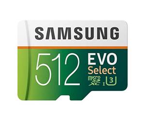 Samsung EVO Select 512GB microSD 100MB/s and 90MB/s, speed, full HD & 4K UHD memory card including SD adapter for smartphone, tablet, action camera, drone and notebook