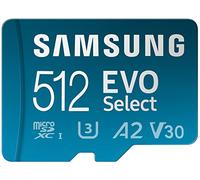 SAMSUNG EVO Select Micro SD-Memory-Card + Adapter, 512GB microSDXC 130MB/s Full HD & 4K UHD, UHS-I, U3, A2, V30, Expanded Storage for Android Smartphones, Tablets, Nintendo-Switch (MB-ME512KA/AM)