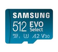 SAMSUNG EVO Select Micro SD Memory Card + Adapter, 512GB microSDXC 160MB/s Full HD & 4K UHD, UHS-I, U3, A2, V30, for Android Smartphones, Tablets, Nintendo-Switch (MB-ME512SA/AM) [Canada Version]