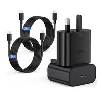 Samsung Fast Charger 2Pack, Samsung USB C Charging Plug UK and 2M Cable USBC to Type C Long Lead for Galaxy S25 S24 S23 S22 S21 S20 A32 A33 A34 A35