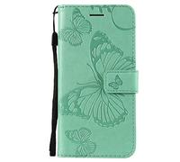 Samsung Galaxy A03 Case Shockproof PU Leather Flip Phone Cover Butterfly with Stand Magnetic Card Holder Slot Folio Soft TPU Bumper Protective Case for Samsung A03 Wallet Case Green