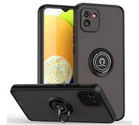 Samsung Galaxy A03 Case, Slim Matte Texture TPU Phone Case with Ring Kickstand Reinforced Corners Airbag Shockproof Soft Silicone Cover Protective Case for Samsung Galaxy A03, Black
