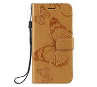 Samsung Galaxy A03S Case Shockproof PU Leather Flip Phone Cover Butterfly with Stand Magnetic Card Holder Slot Folio Soft TPU Bumper Protective Case for Samsung A03S Wallet Case Yellow