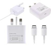 Samsung Galaxy A05s Charger, Genuine Samsung 25W USB-C Super Fast UK Mains Wall Charger & USB-C to C Cable for Galaxy A05s, A35 5G, A55 5G & Also includes Braided Type C Cable
