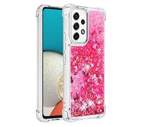 Samsung Galaxy A13 4G Case Bling, Girly Shiny Glitter Sparkle Quicksand Floating Liquid Clear Transparent Soft TPU Silicone Protective Bumper ShockProof Phone Cover for Samsung A13 4G, Pink