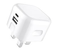 Samsung Galaxy A37/A57/A36/A26/A17/A16/A15/A07 5G Charger Plug 20W Fast Charging USB & USB-C Dual Port Travel Power Adapter Type C Wall Charger White