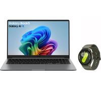 Samsung Galaxy Book5 Copilot+ 15.6" Laptop - Arrow Lake U Intel® Core™ Ultra 5 225U, 256GB SSD, 8 GB RAM - Moonstone Grey - [2025] - With Galaxy Watch7 GPS - 44mm - Green (SM-L310NZGAEUA), Grey