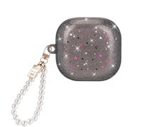 Samsung Galaxy Buds 2 Pro Case with Pearl Keychain, Pink Star Bling Soft TPU Protective Shockproof Cover